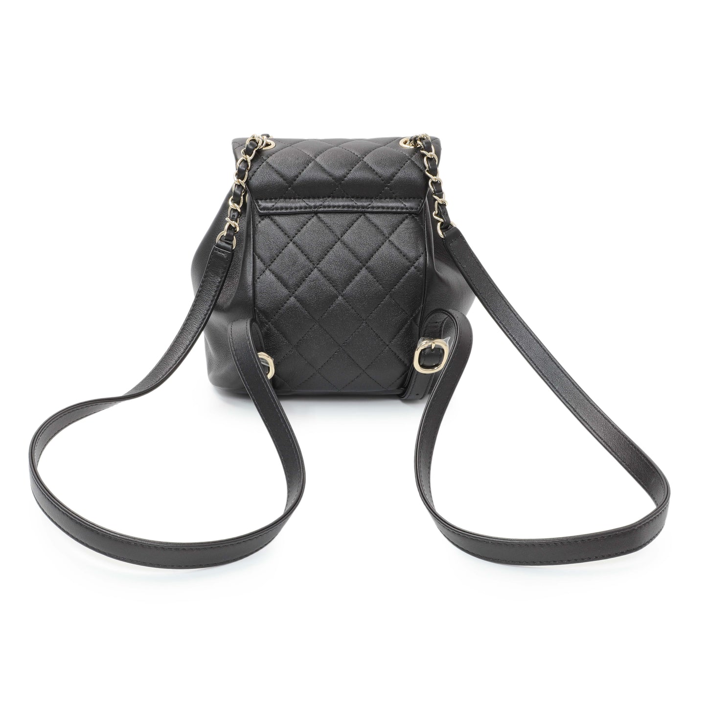 Exclusive Chanel Black Quilted Lambskin Small Duma Drawstring Backpack — Side View