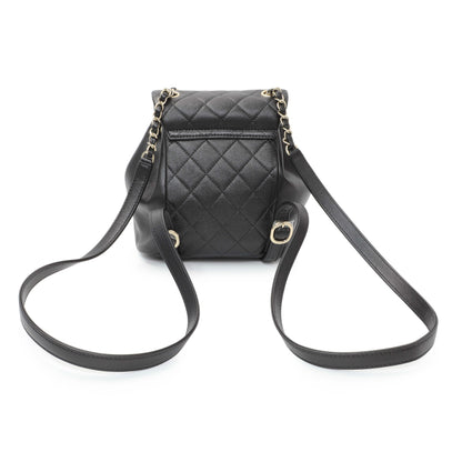 Exclusive Chanel Black Quilted Lambskin Small Duma Drawstring Backpack — Side View