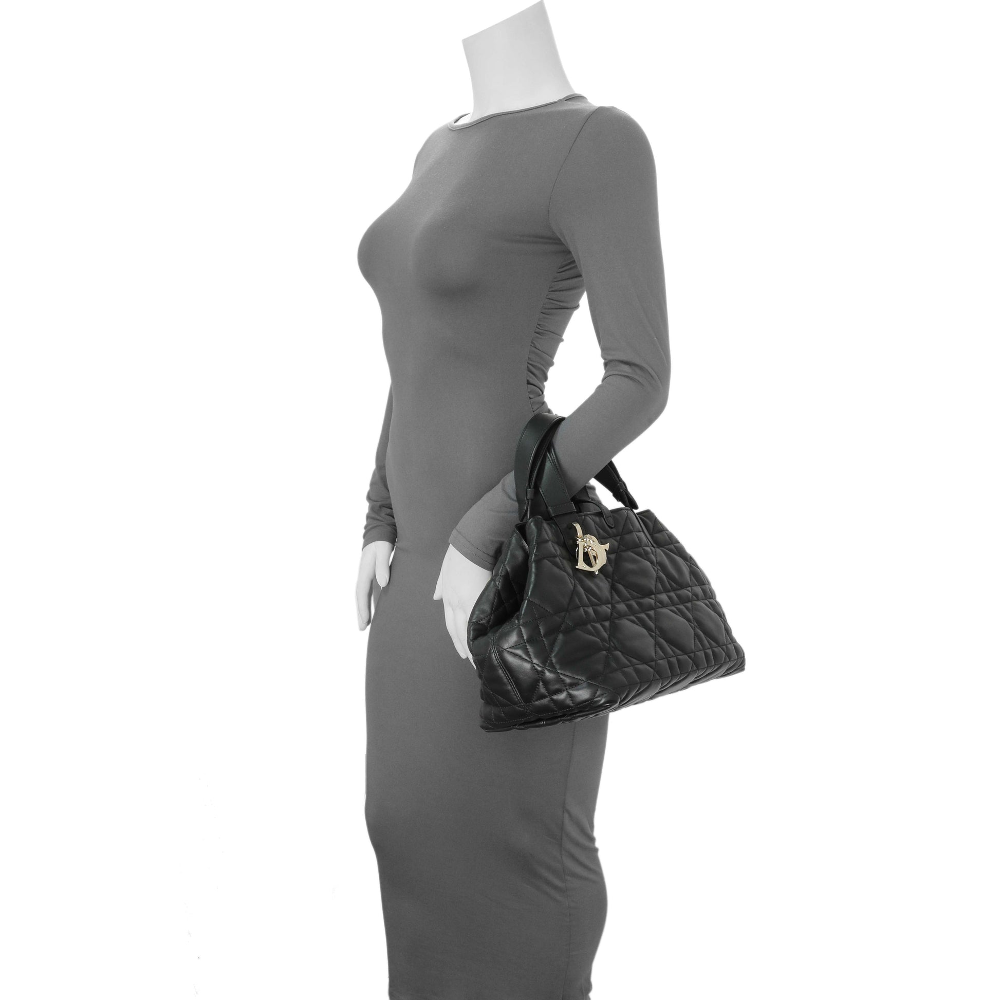 Exclusive Christian Dior Black Calfskin Macrocannage Medium Toujours — Alternate View 7