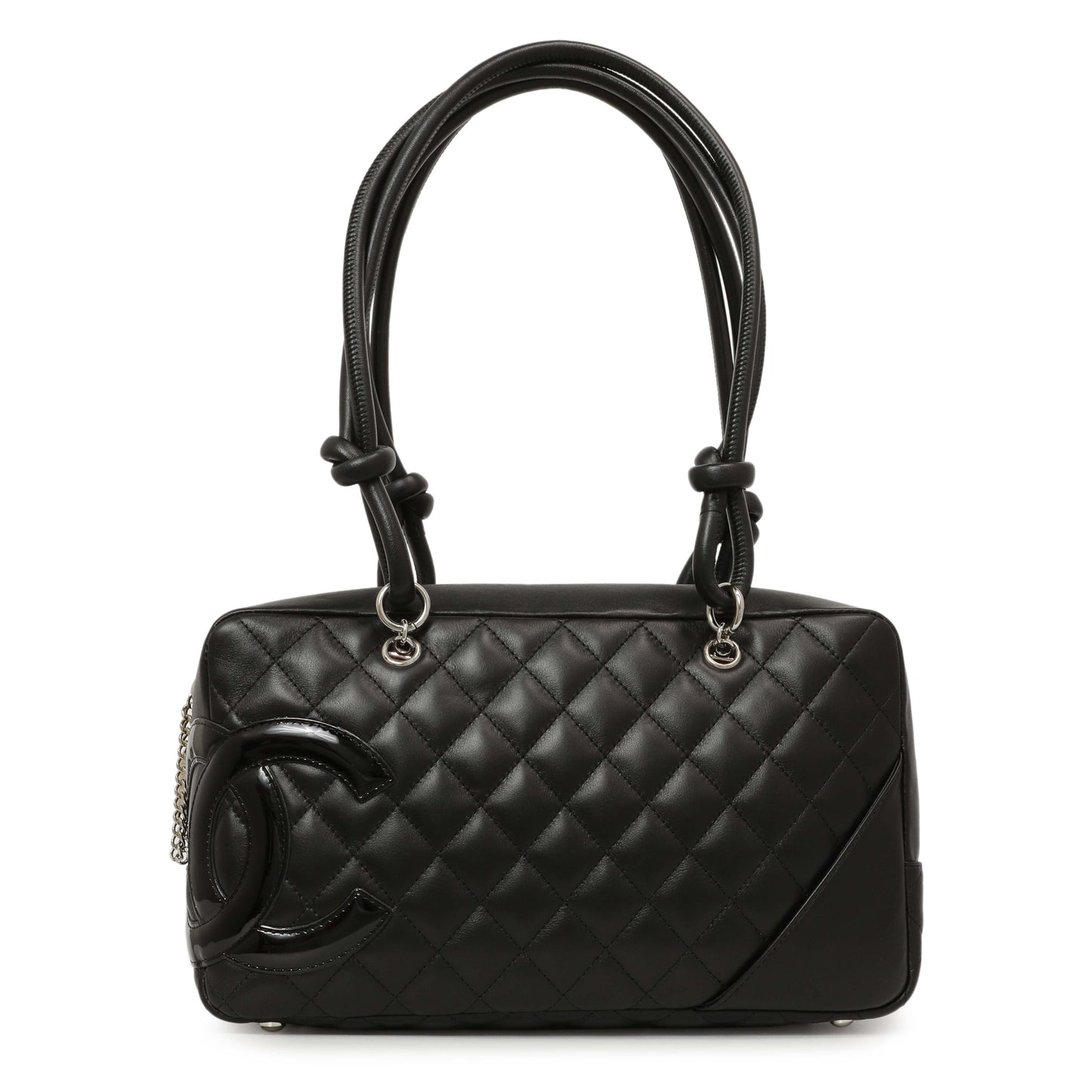 Exclusive Chanel Black Quilted Calfskin Large Cambon Bowler — Front View