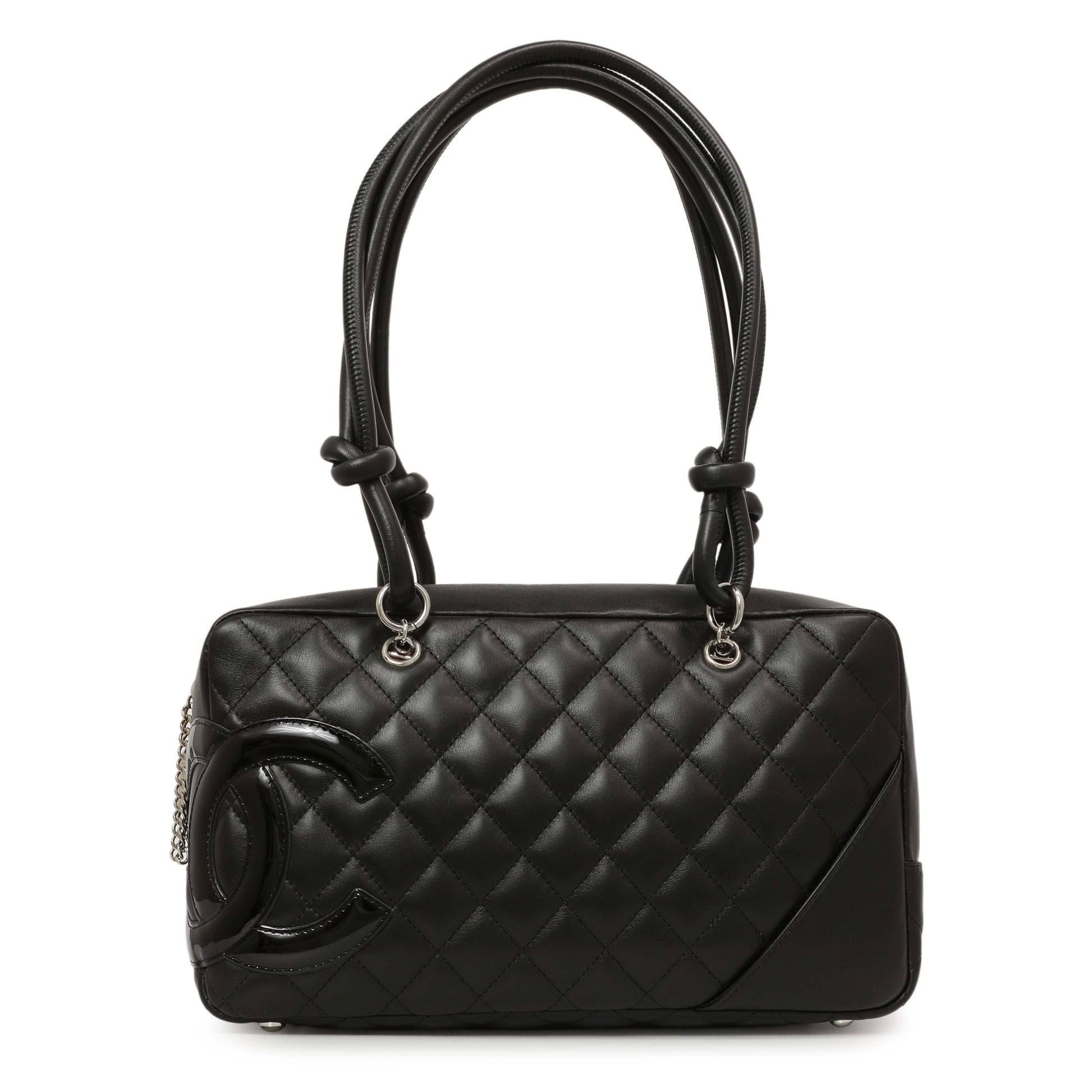 Exclusive Chanel Black Quilted Calfskin Large Cambon Bowler — Front View