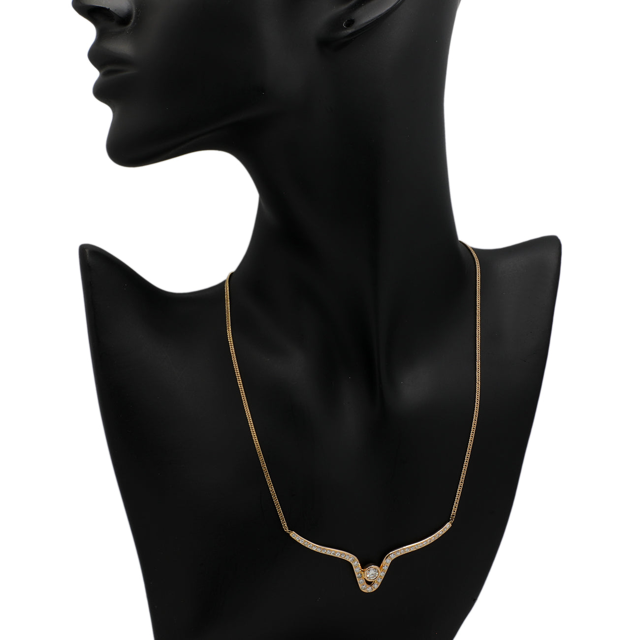 Exclusive 14K Yellow Gold Lavaliere 0.66 Carat Diamond Necklace — Back View