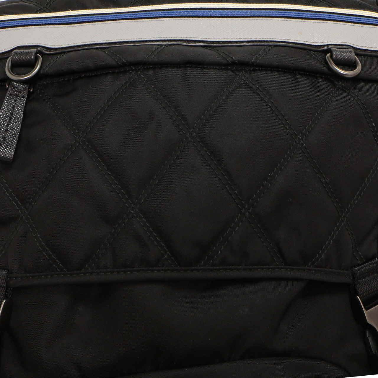 Exclusive Prada Black Nylon Logo Patch Backpack — Top View