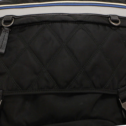 Exclusive Prada Black Nylon Logo Patch Backpack — Top View
