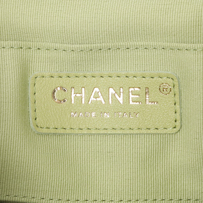 Exclusive Chanel Green Quilted Lambskin Small Duma Drawstring Backpack — Detail View