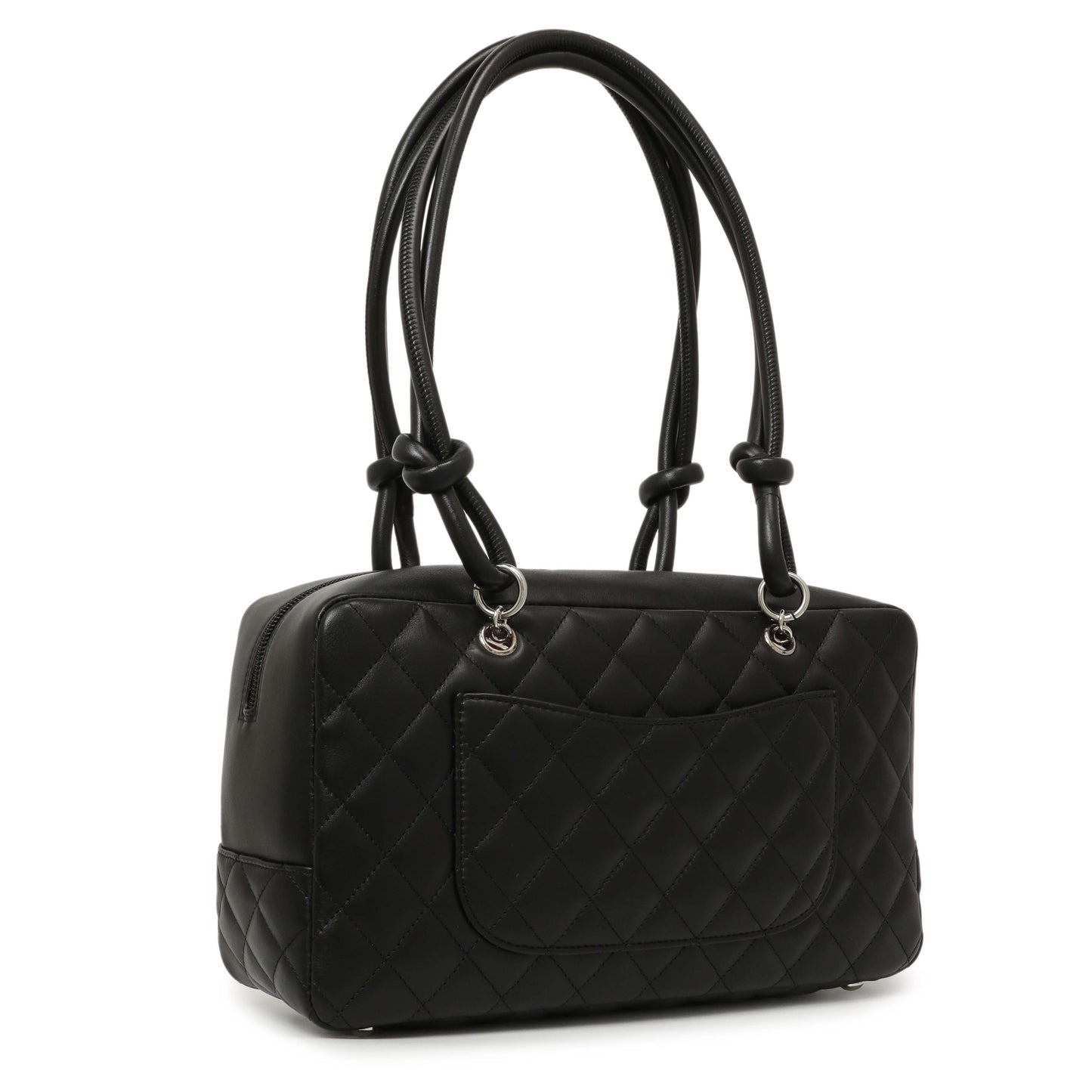 Exclusive Chanel Black Quilted Calfskin Large Cambon Bowler — Side View