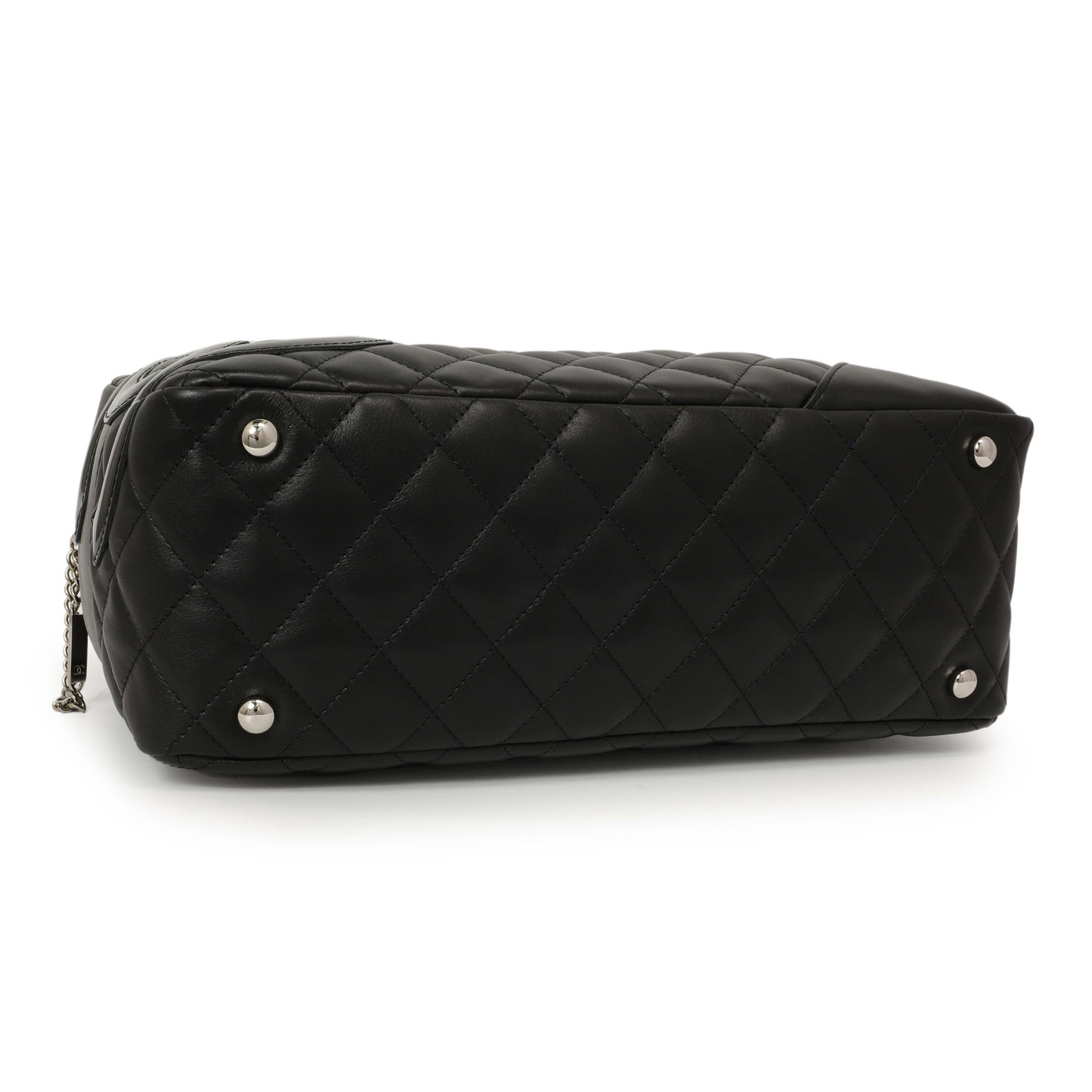 Exclusive Chanel Black Quilted Calfskin Large Cambon Bowler — Back View