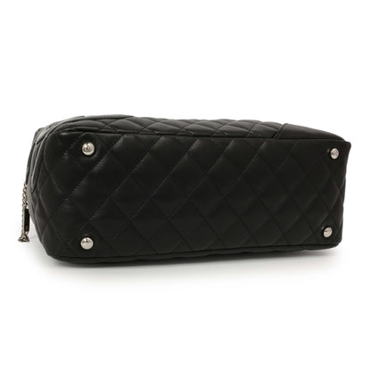 Exclusive Chanel Black Quilted Calfskin Large Cambon Bowler — Back View