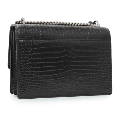 Exclusive Saint Laurent Black Crocodile Embossed Calfskin Medium Monogram Sunset — Side View
