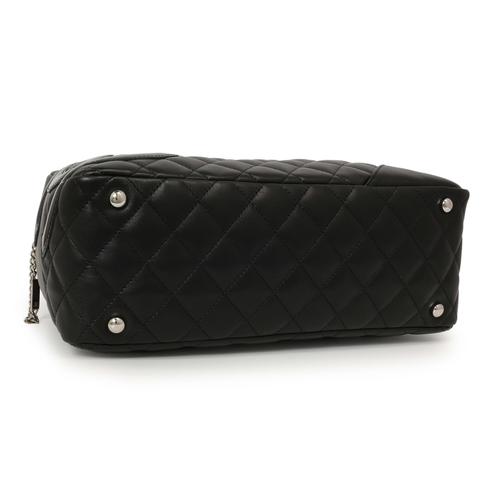 Exclusive Chanel Black Quilted Calfskin Large Cambon Bowler — Back View