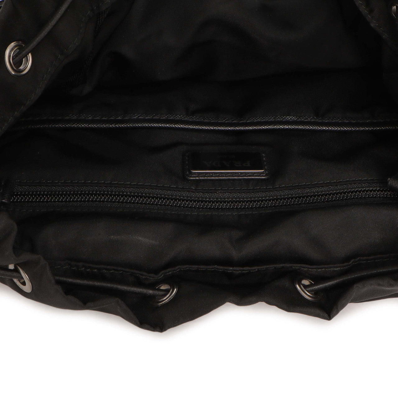 Exclusive Prada Black Nylon Logo Patch Backpack — Alternate View 7