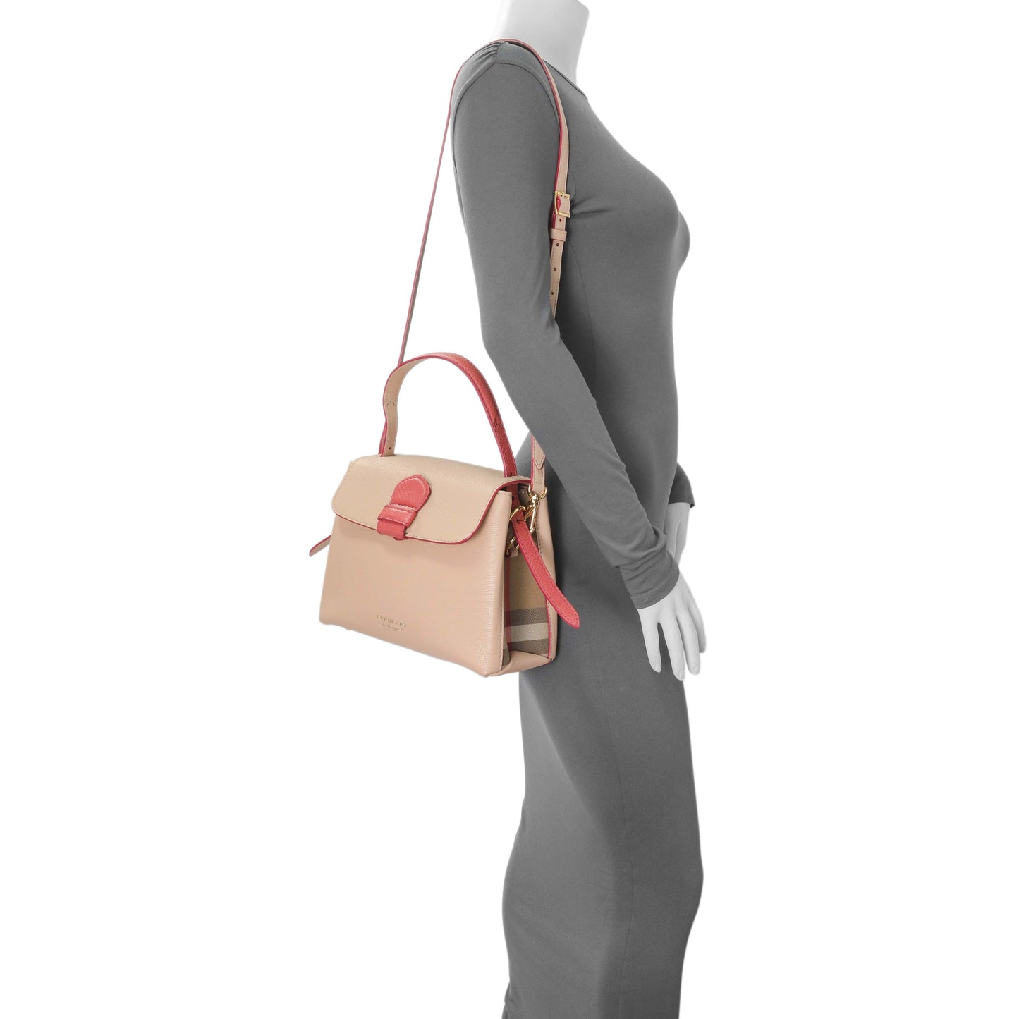 Exclusive Burberry Beige Red Derby Calfskin Snakeskin House Check Small Camberley — Alternate View 11