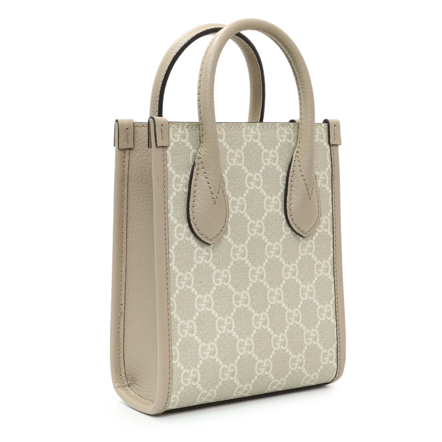 Exclusive Gucci GG Supreme Monogram Textured Dollar Calfskin Mini Retro Interlocking G Tote — Side View