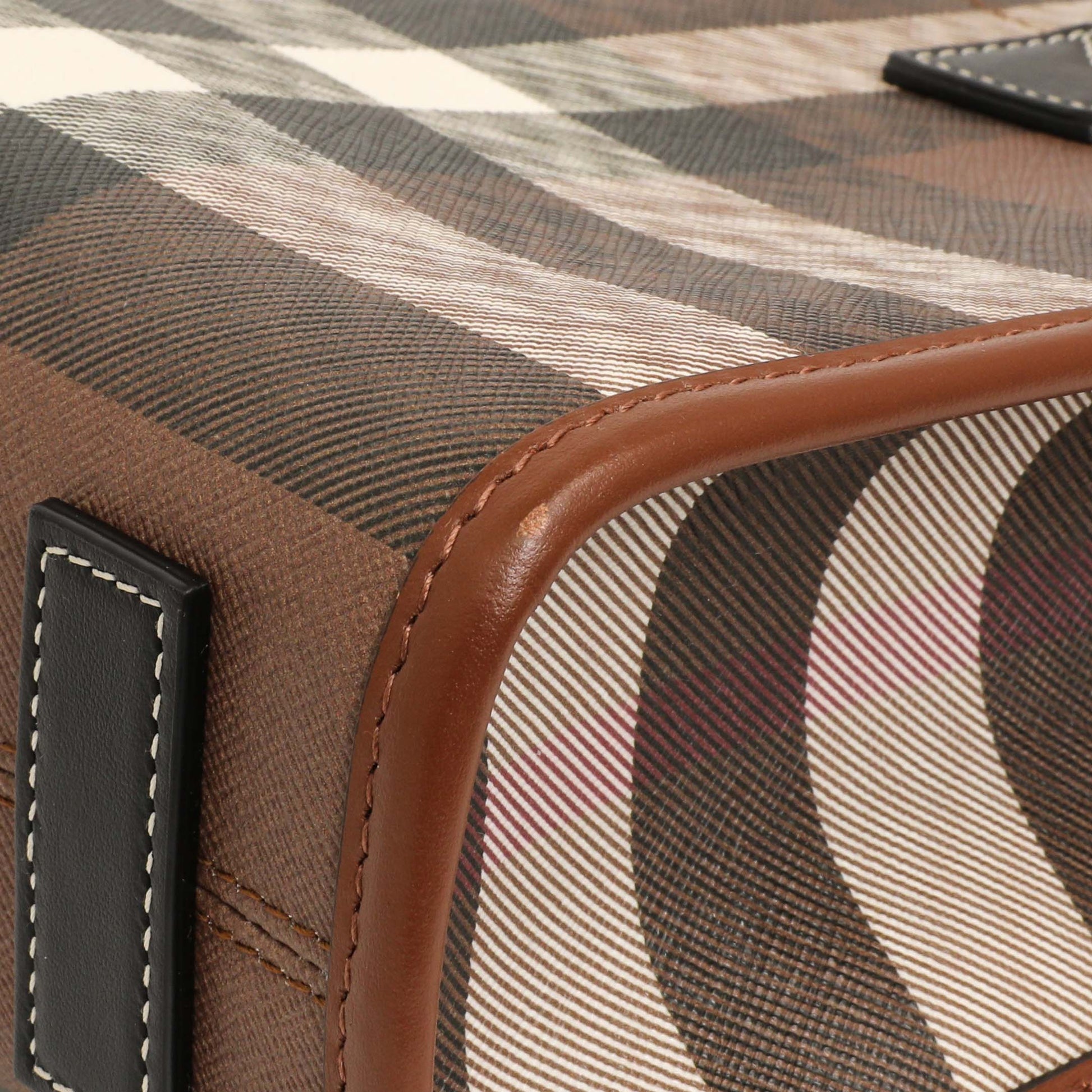 Exclusive Burberry Dark Birch Brown E-Canvas Check Calfskin Mini Freya Tote — Detail View