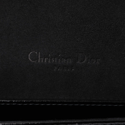 Exclusive Christian Dior Black Crinkled Patent Cannage Lady Dior Pouch — Detail View