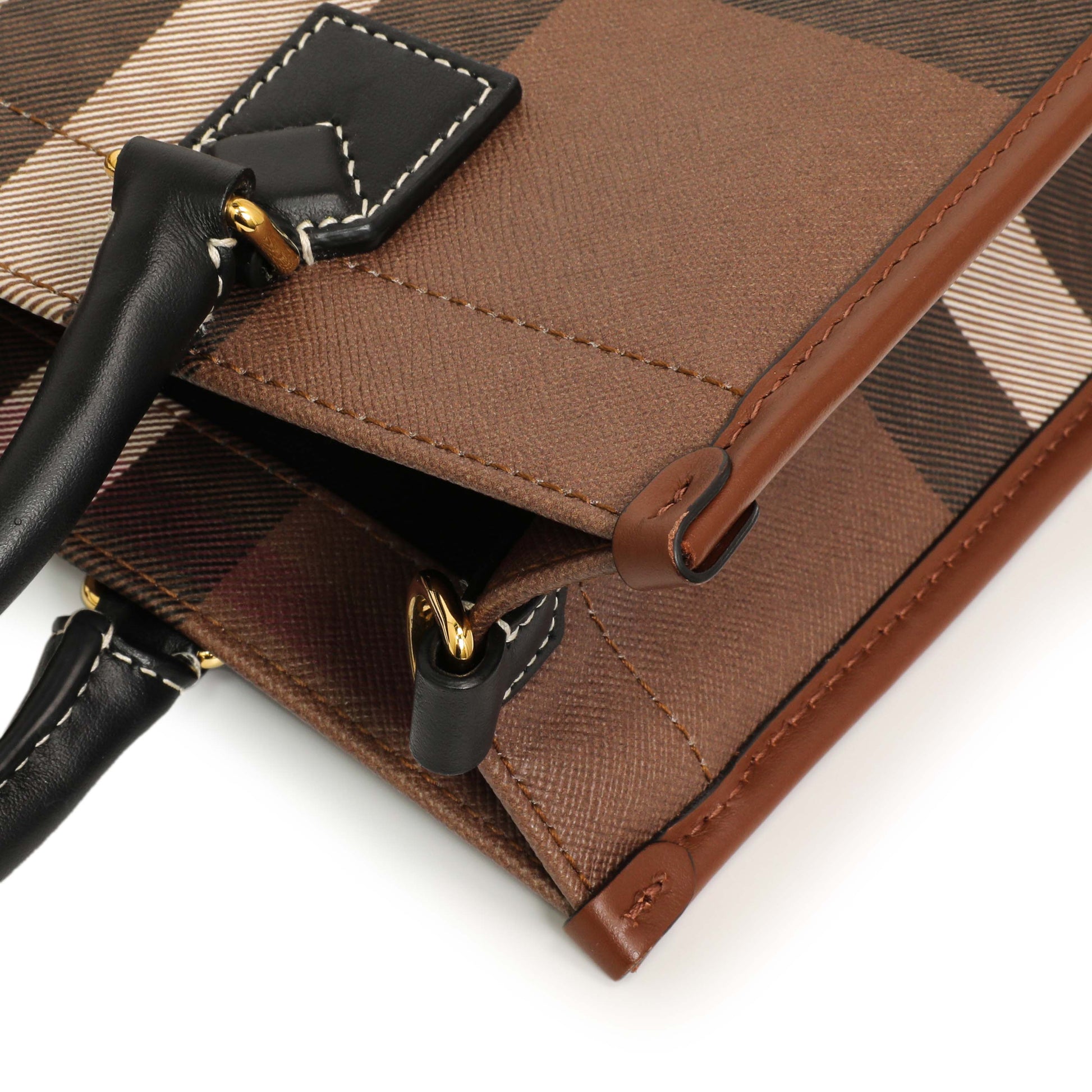 Exclusive Burberry Dark Birch Brown E-Canvas Check Calfskin Mini Freya Tote — Alternate View 7
