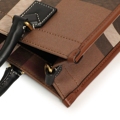 Exclusive Burberry Dark Birch Brown E-Canvas Check Calfskin Mini Freya Tote — Alternate View 7