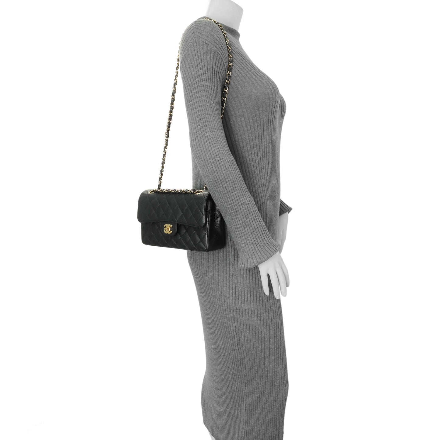 Exclusive Chanel Black Quilted Caviar Small Classic Double Flap — Alternate View 7