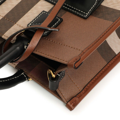 Exclusive Burberry Dark Birch Brown E-Canvas Check Calfskin Mini Freya Tote — Alternate View 8