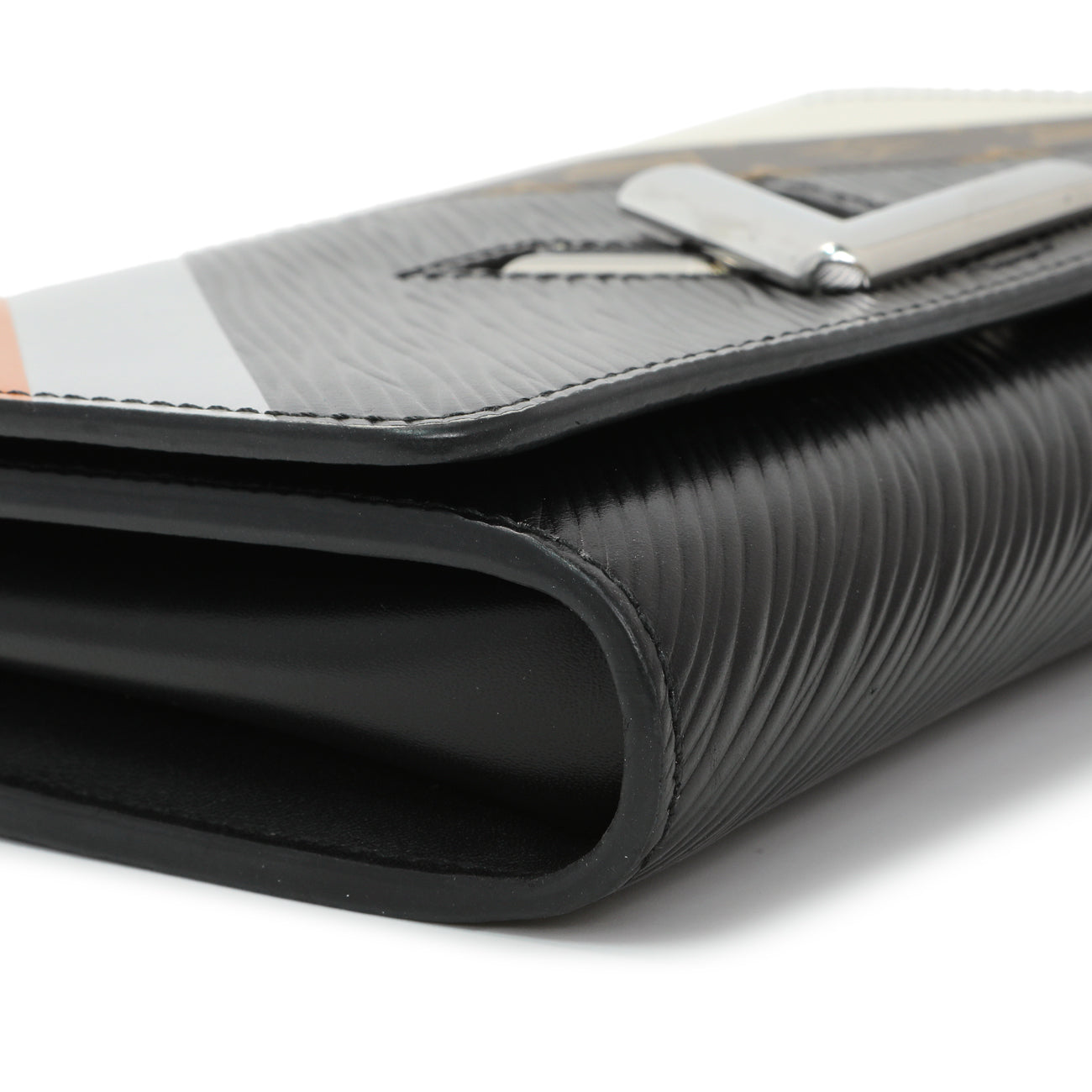 Exclusive Louis Vuitton Black Epi Monogram Twist Chain Wallet — Top View