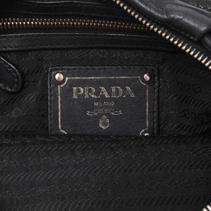 Exclusive Prada Black Vitello Daino Shoulder Bag — Detail View