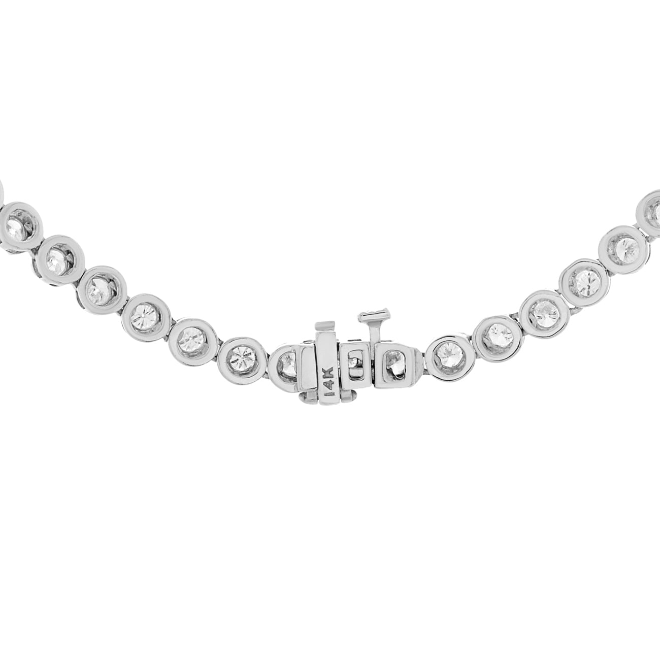 Exclusive 14K White Gold 15.37 Carat Riviere Diamond Necklace — Side View