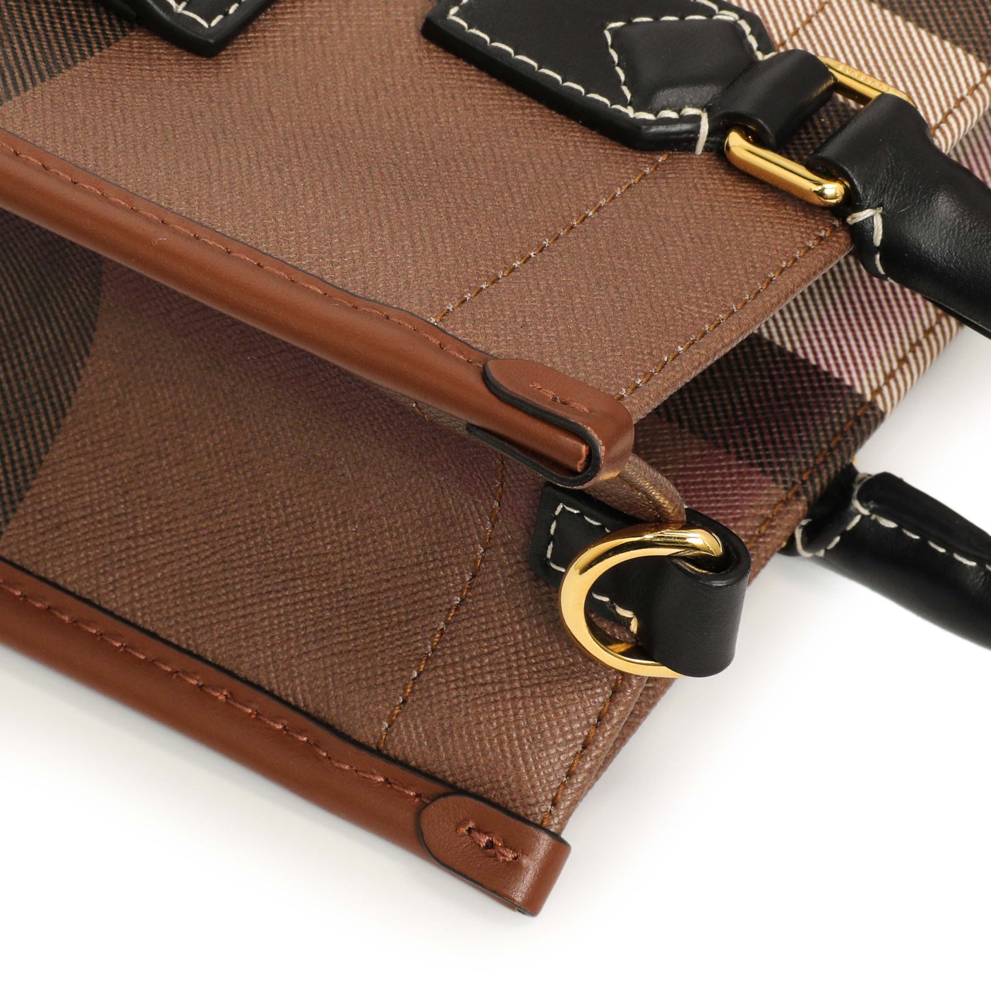 Exclusive Burberry Dark Birch Brown E-Canvas Check Calfskin Mini Freya Tote — Alternate View 9