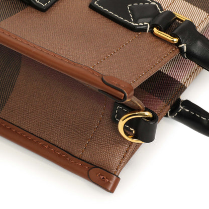 Exclusive Burberry Dark Birch Brown E-Canvas Check Calfskin Mini Freya Tote — Alternate View 9