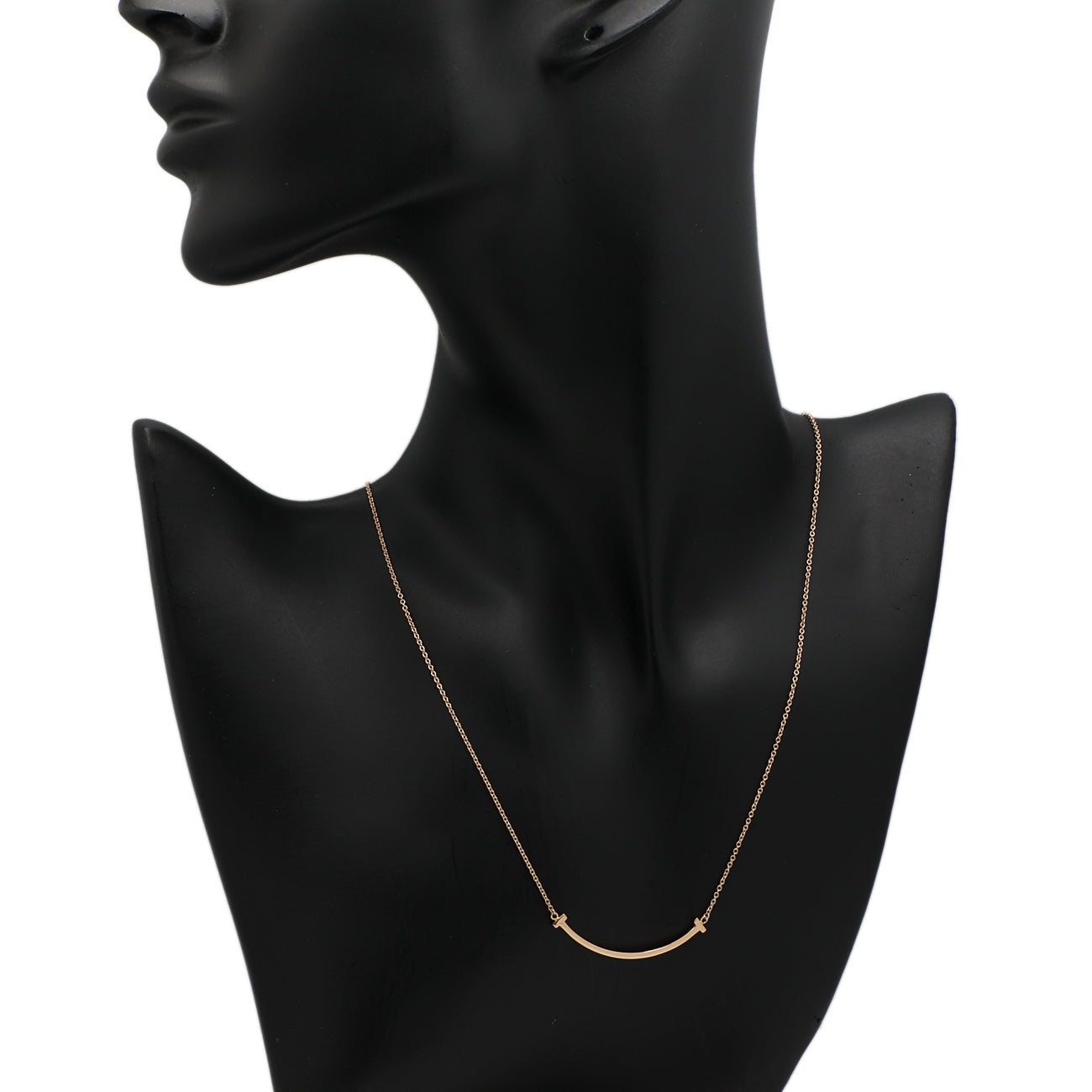 Exclusive Tiffany & Co. 18K Rose Gold Small T Smile Pendant Necklace — Top View