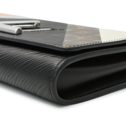 Exclusive Louis Vuitton Black Epi Monogram Twist Chain Wallet — Detail View