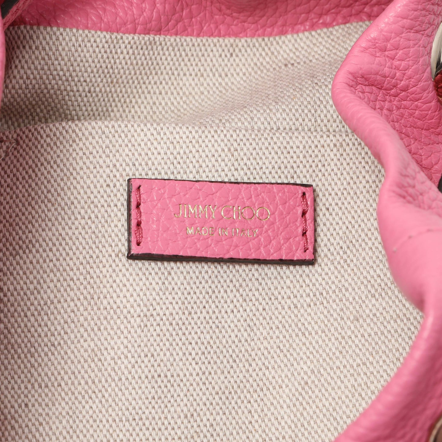 Exclusive Jimmy Choo Pink Juno Leather Bucket Bag — Detail View