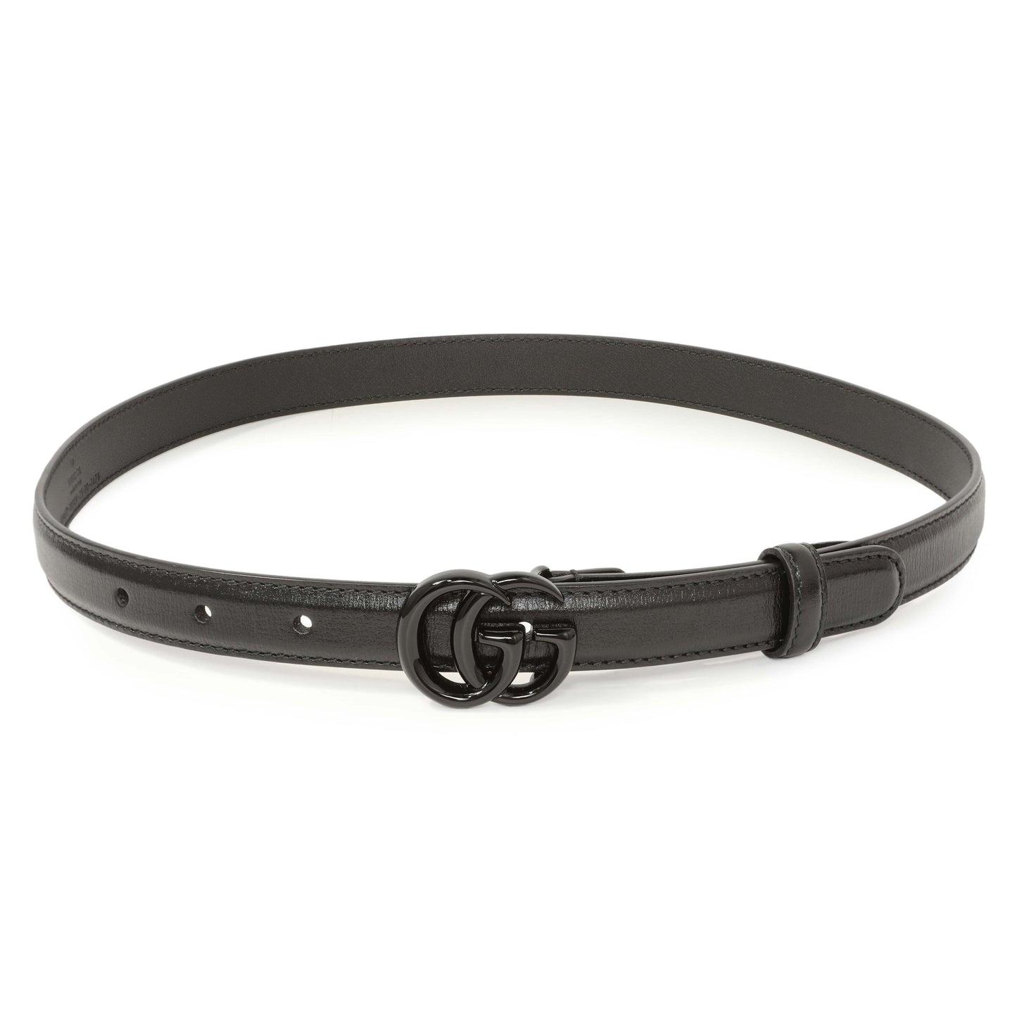 Exclusive Gucci Black Calfskin Monochrome Double G 20mm Belt — Front View