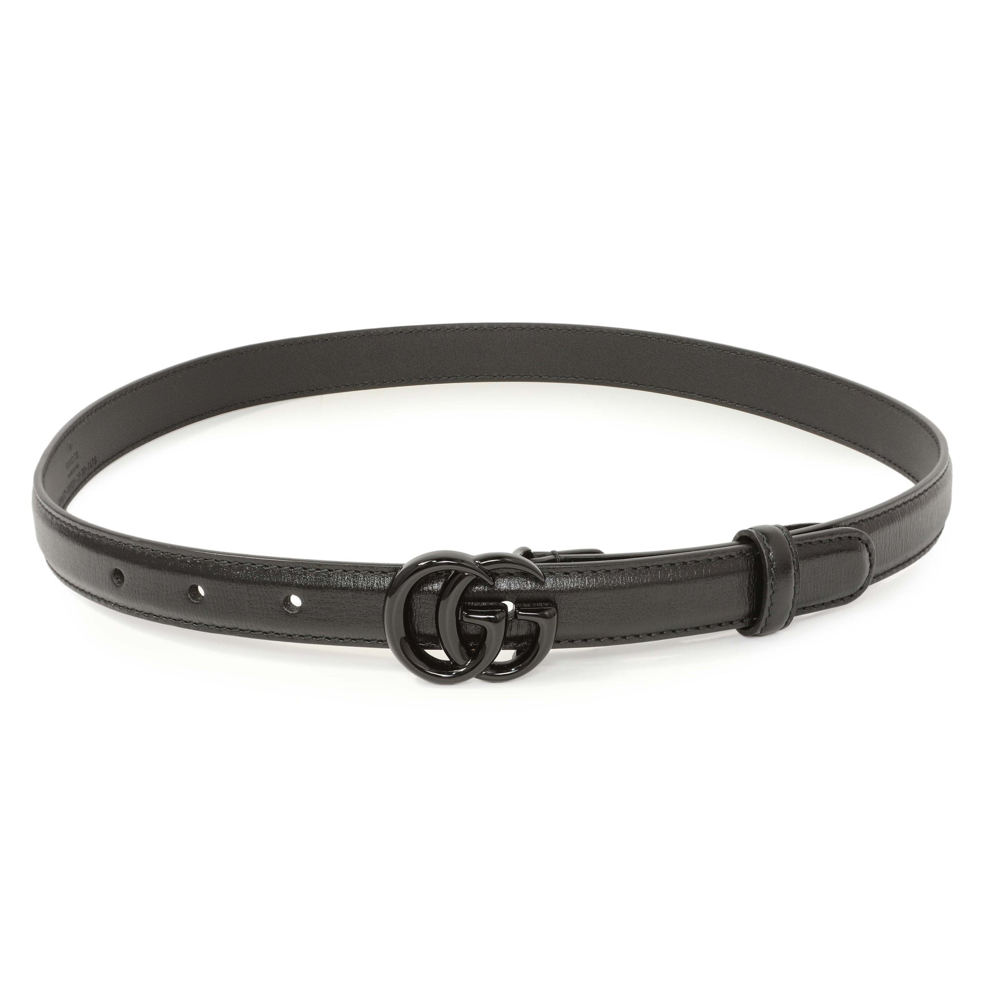 Exclusive Gucci Black Calfskin Monochrome Double G 20mm Belt — Front View