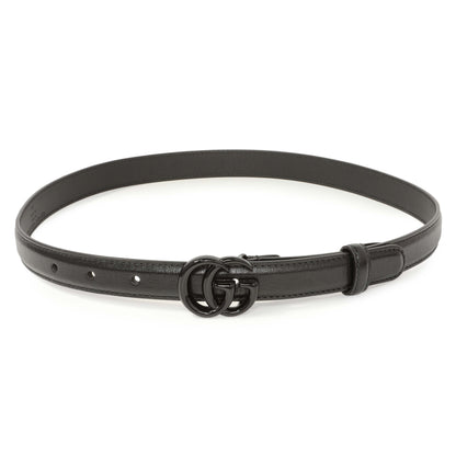 Exclusive Gucci Black Calfskin Monochrome Double G 20mm Belt — Front View
