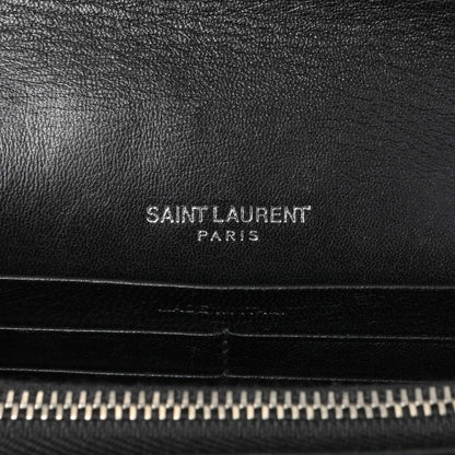Exclusive Saint Laurent Black Crocodile Embossed Calfskin Kate Monogram Tassel Chain Wallet — Detail View