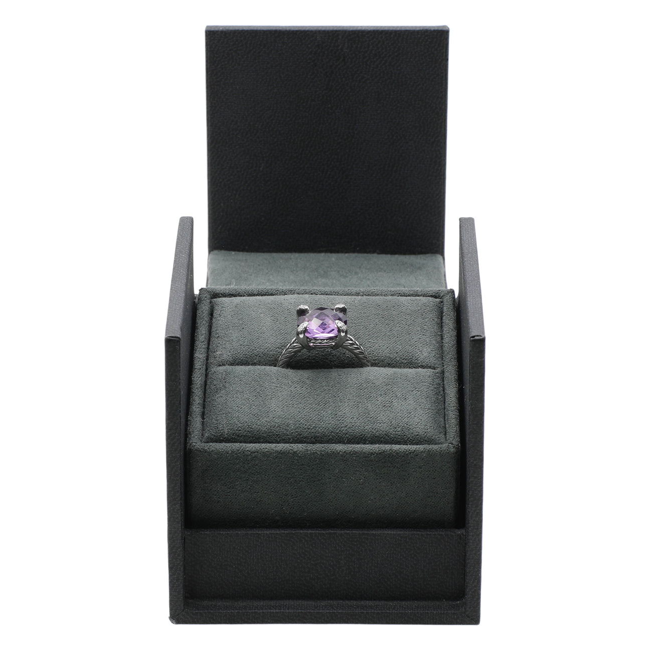 Exclusive David Yurman Sterling Silver Amethyst Diamond Chatelaine Ring — Back View