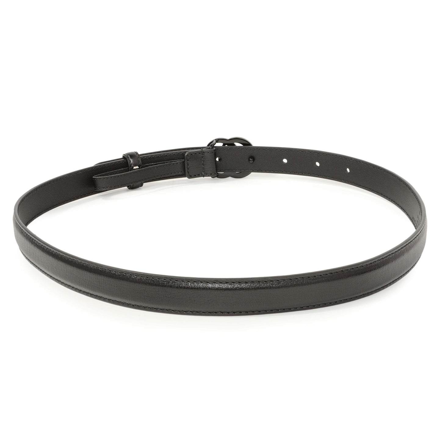 Exclusive Gucci Black Calfskin Monochrome Double G 20mm Belt — Side View
