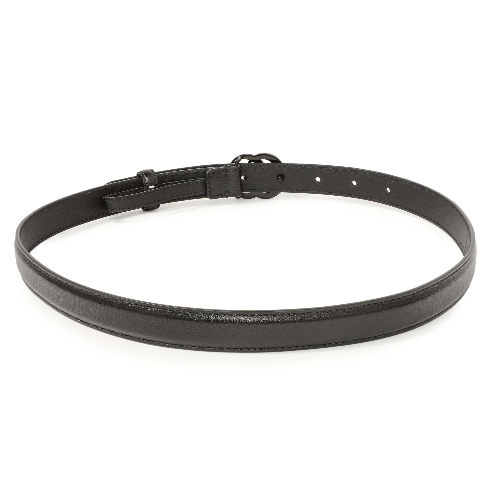 Exclusive Gucci Black Calfskin Monochrome Double G 20mm Belt — Side View