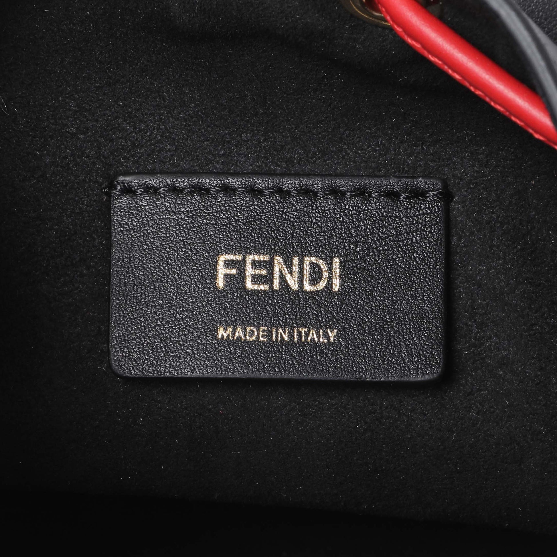 Exclusive Fendi Black Calfskin Monster Mini Mon Tresor Bucket Bag — Detail View