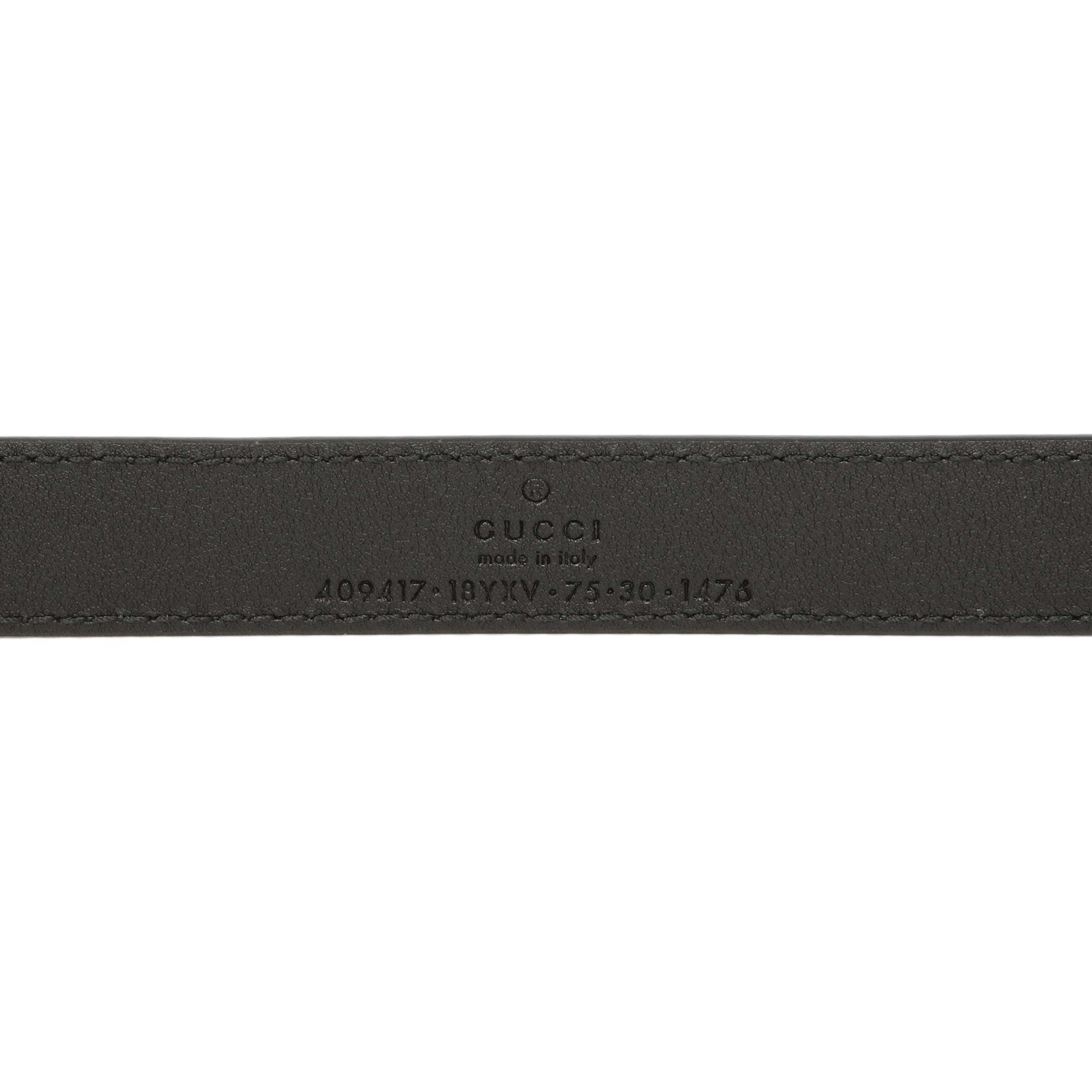 Exclusive Gucci Black Calfskin Monochrome Double G 20mm Belt — Top View