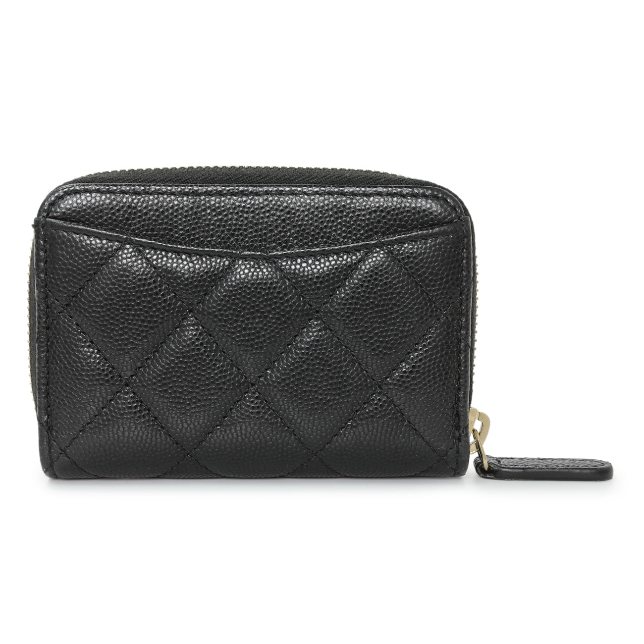 Exclusive Chanel Black Quilted Caviar Zip Coin Purse — Side View