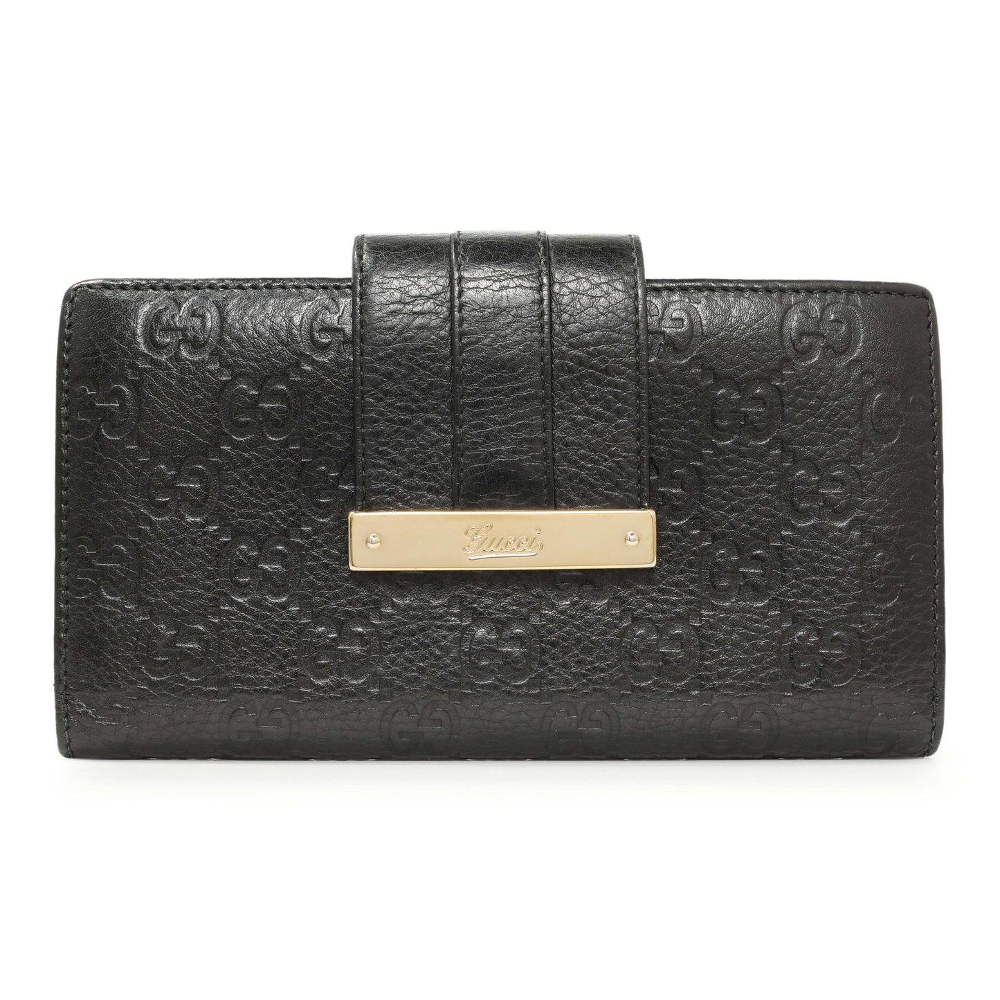 Exclusive Gucci Black Guccissima Web Long Wallet — Front View
