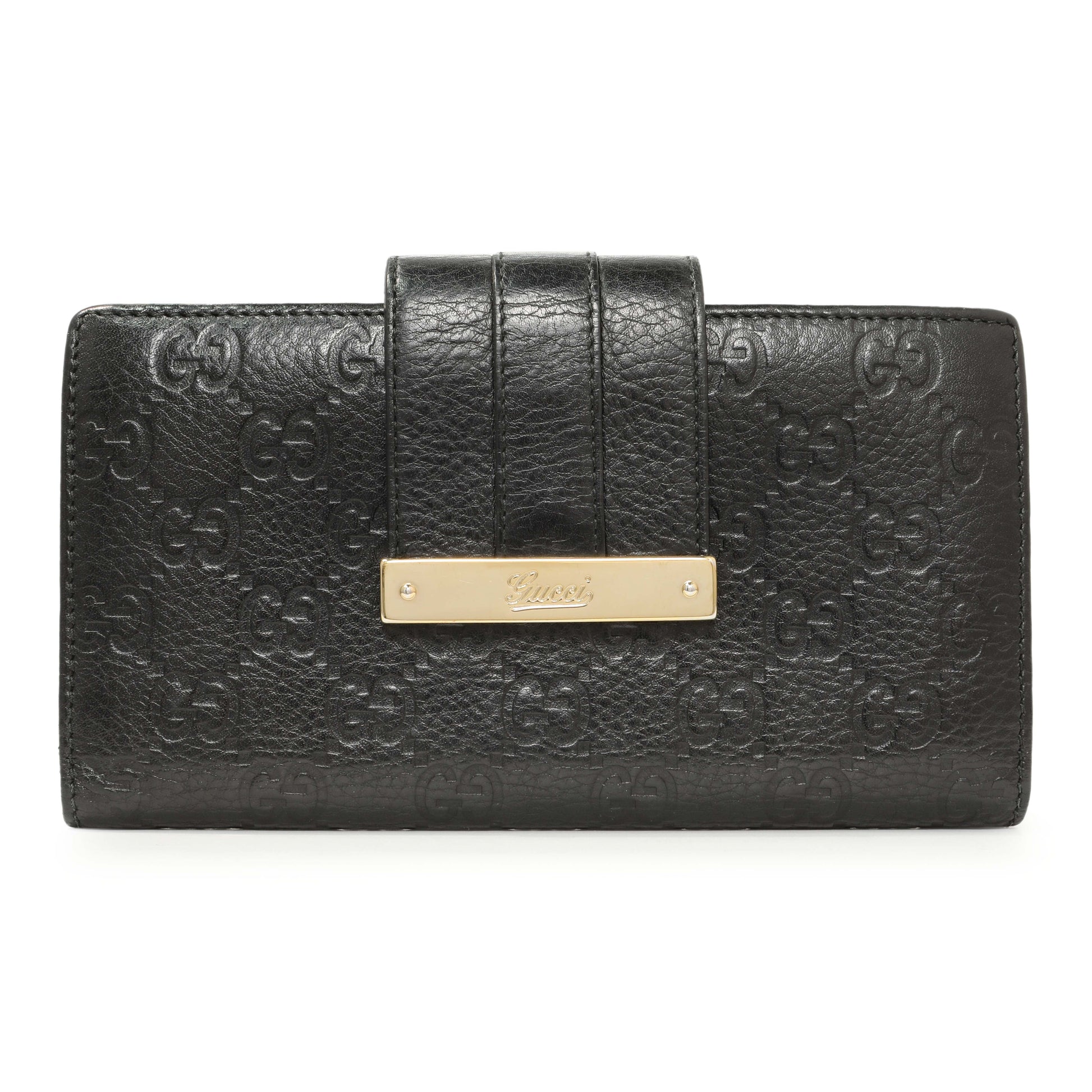 Exclusive Gucci Black Guccissima Web Long Wallet — Front View