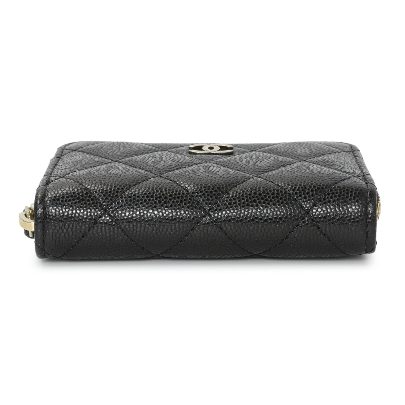 Exclusive Chanel Black Quilted Caviar Zip Coin Purse — Back View