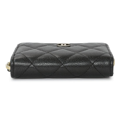 Exclusive Chanel Black Quilted Caviar Zip Coin Purse — Back View