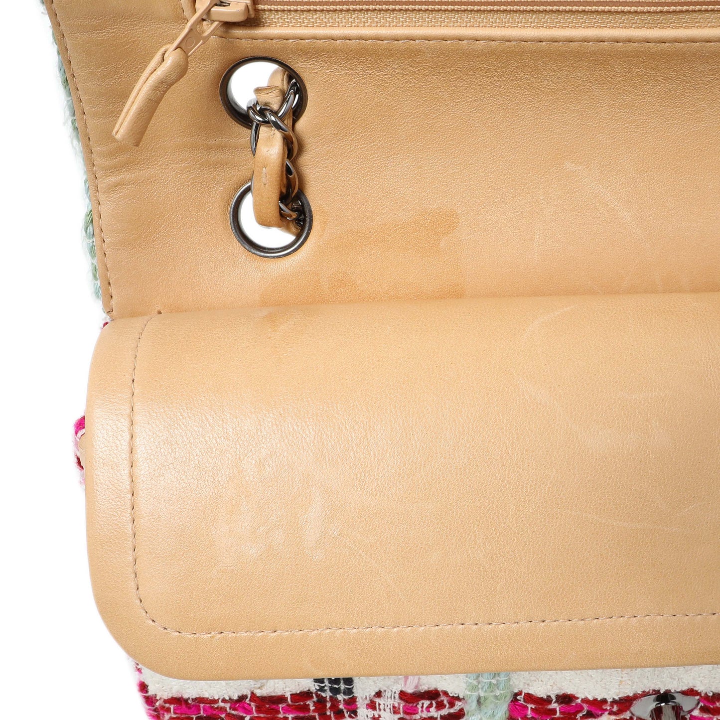 Exclusive Chanel White Pink Tweed Quilted Medium Double Flap — Alternate View 11
