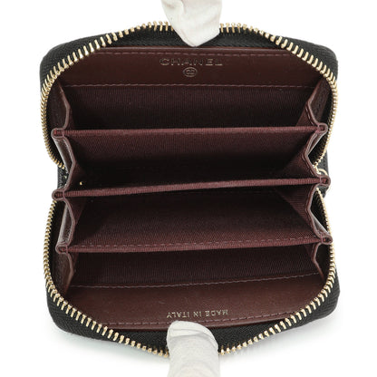 Exclusive Chanel Black Quilted Caviar Zip Coin Purse — Top View