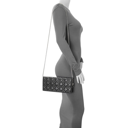 Exclusive Christian Dior Black Lambskin Cannage Lady Dior Convertible Clutch — Alternate View 12