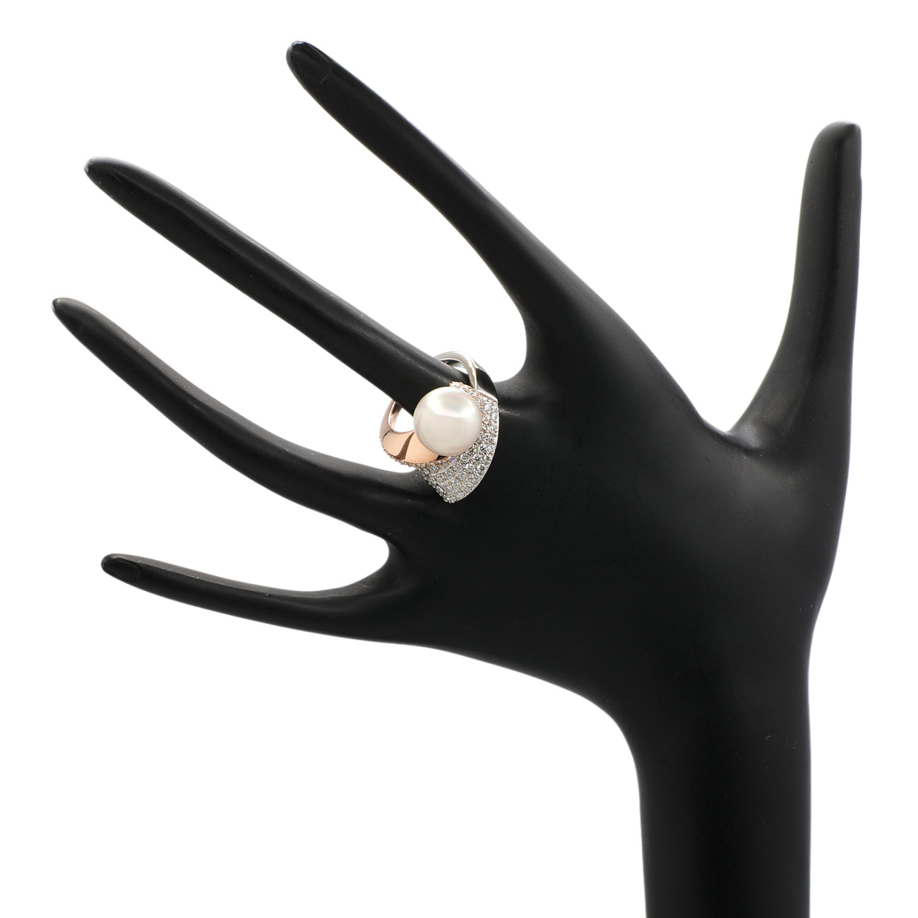 Exclusive 14K White & Rose Gold Spiral South Sea Pearl Ring — Back View