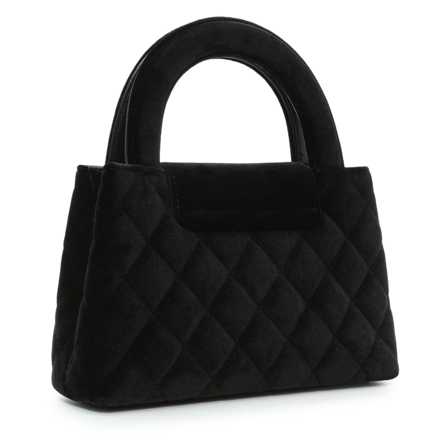 Exclusive Chanel Black Quilted Velvet Nano Kelly Shopper — Side View